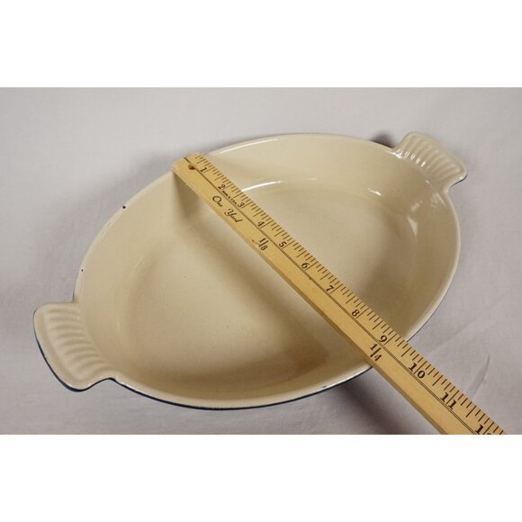 Le Creuset 32 Cast Iron Casserole Cobalt Blue Enamel Oval Pan Handles France - Picture 2 of 9